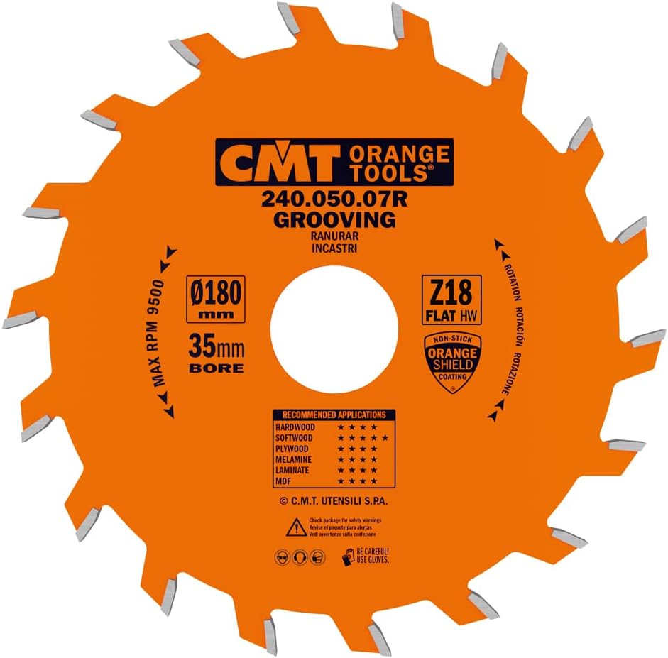 CMT Orange Tools 240.050.07r for Straight Grooving Cutter Circular Saw Blade 180 x 5 x 35 Z 18