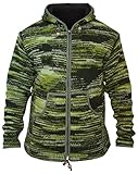 jacke himalaya häkeln Hüftlang mit Cozy Kapuze SHOPOHOLIC FASHION Batik Fest mit Kapuze aus Wolle Hippy Jacke - Armee Grün, Medium