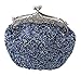 Chicastic Full Sequin Mesh Beaded Antique Style Wedding Evening Formal Cocktail Clutch Purse - Blue