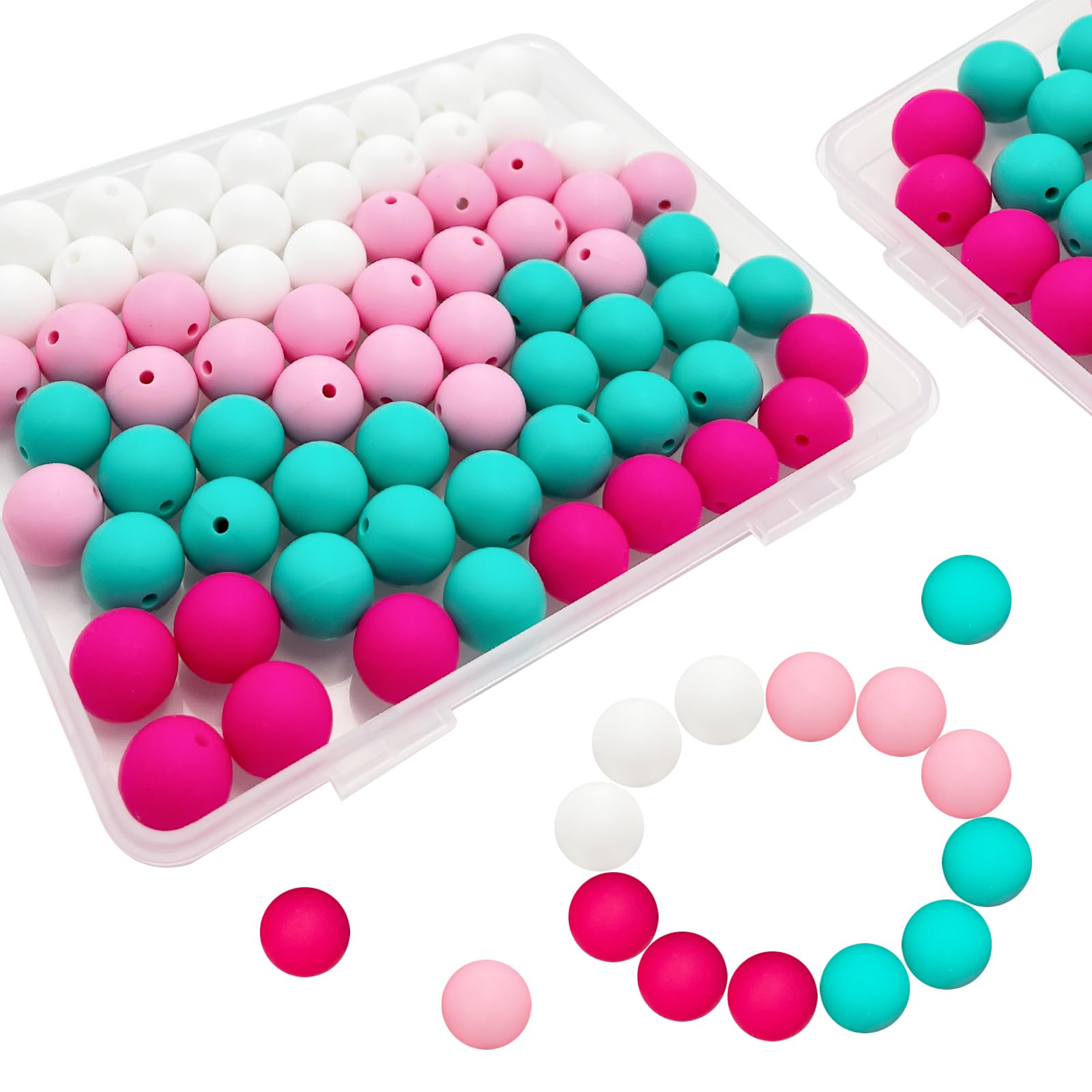 70pcs Silicone Beads,15mm Silicone Beads Kit for Keychain, Braceclet, Necklace Making, Loose Round Silicone Beads for DIY Jewelry Making, Round Silicone Beads Classic Matching Mixed Color