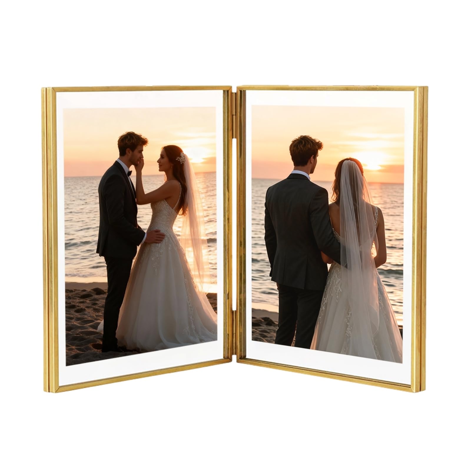 Cornice per foto Fkvat 4x6, moderna, in alluminio sottile, oro