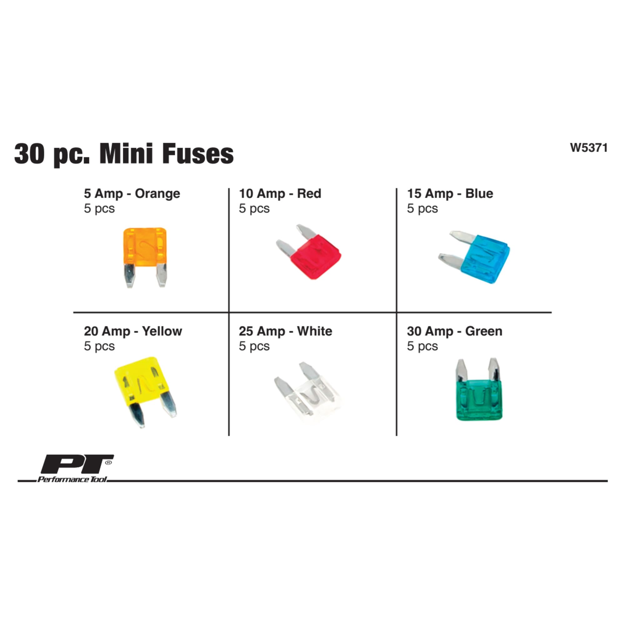 Performance Tool Wilmar (15 Unidades, w5376) Micro Fusibles Surtido