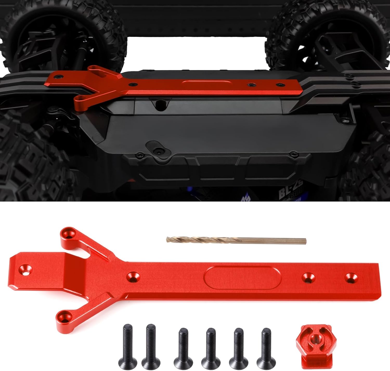 Aluminum 7075 Alloy RC Chassis Plate for Tra-xxas 1/16 Mini Maxx 2S 4WD Mini XRT VXL-3S Monster Truck Upgrades (Red)