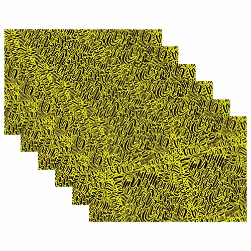 Set de table antidérapant et thermorésistant jaune abstrait - Lot de 6 lavables - 6