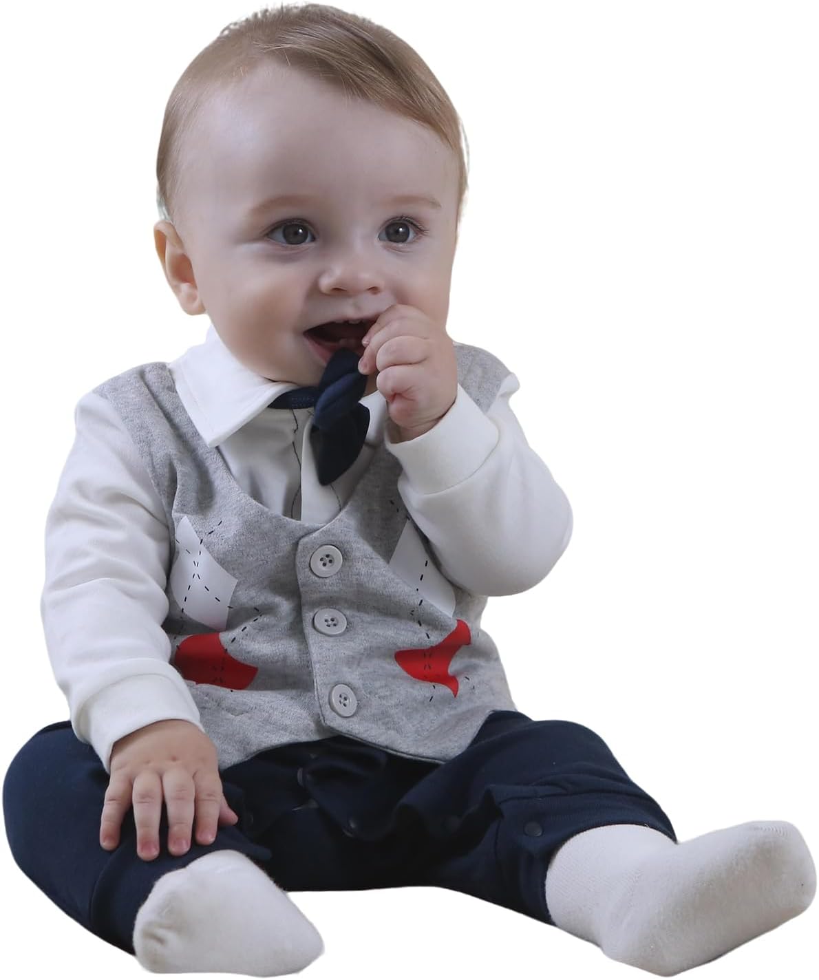 HUAANIUE Baby Boys Tuxedo Romper Long Sleeve Infant Clothes One Piece Jumpsuit Outfit - Image 6