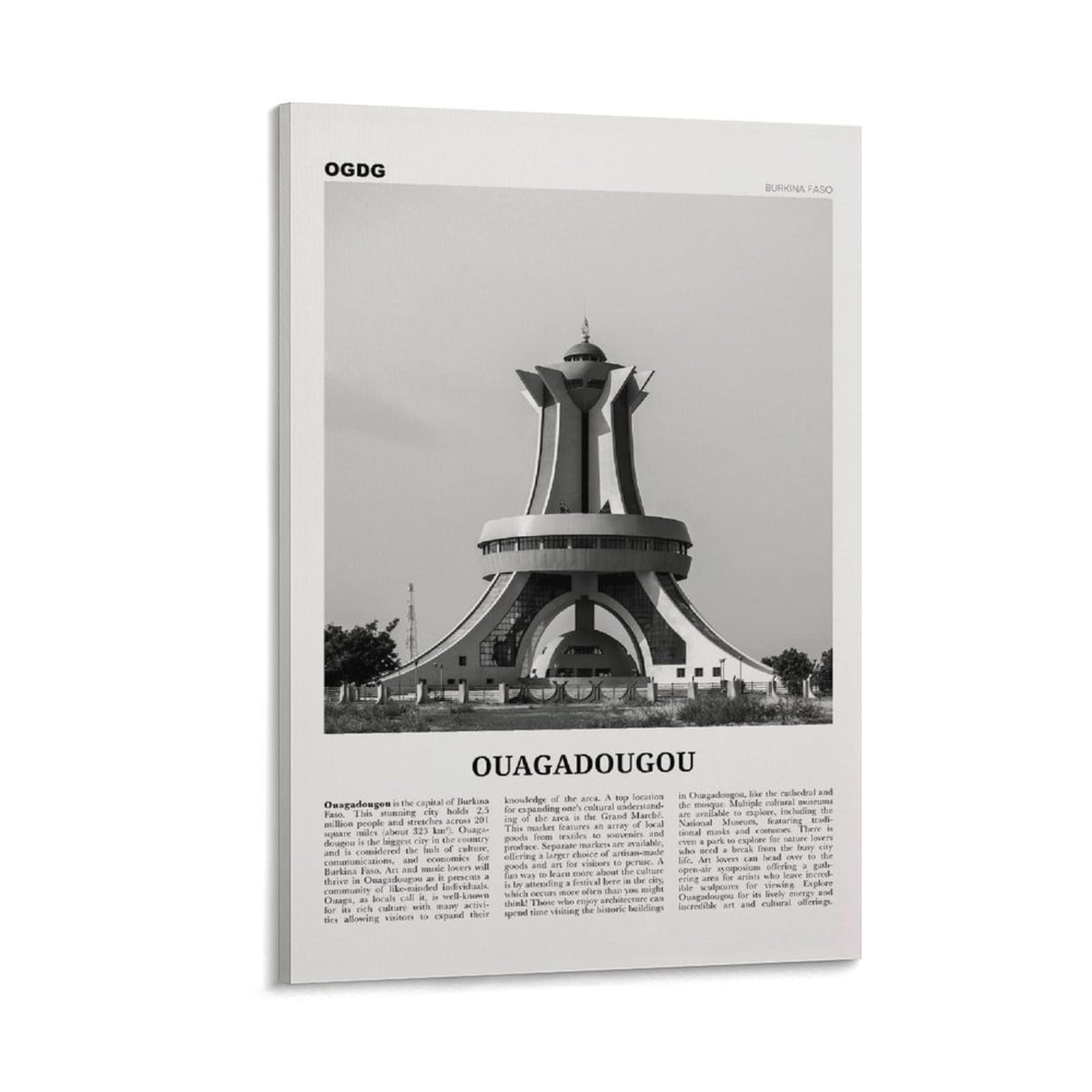 Ouagadougou Print Black And White, Ouagadougou Wall Art, Ouagadougou Poster, Ouagadougou Photo, Ouag Poster Decorative Painting Canvas Wall Art Living Room Posters Bedroom Painting 16x24inch(40x60cm)