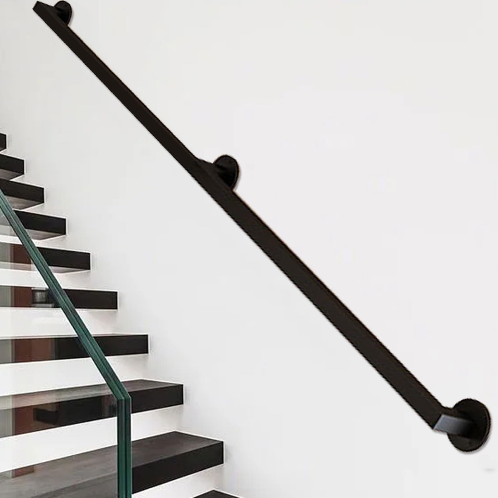 Rampe d'escalier murale antidérapante de 390 cm avec supports de fixation pour intérieur