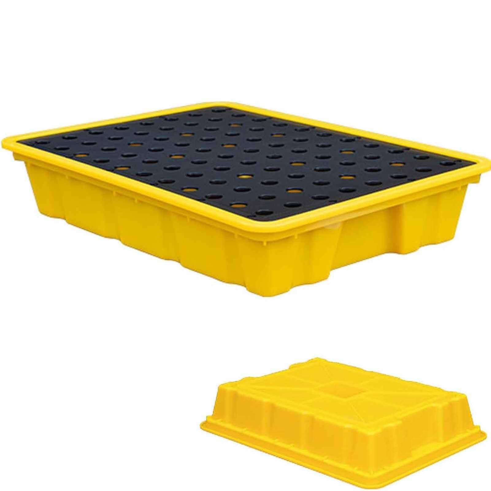 QUSYZD Spill Containment Tray with Grating, Leak Proof Platform for Oil Drums and Chemical Barrels,66 * 36 * 12cm