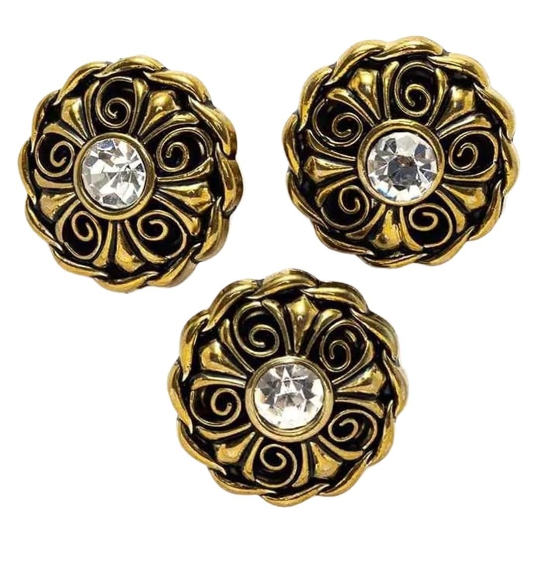 Guziki metalowe, Guziki do szycia, Guziki do szycia, 3 szt. Guziki z metalowym trzpieniem 20mm okrągłe guziki Ozdobne guziki(Gold,20mm)