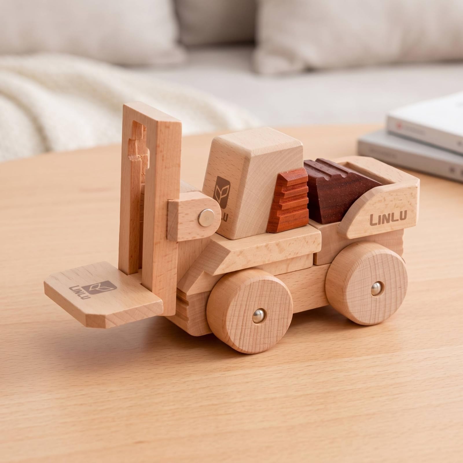 Veicolo in Legno con Ruote Pedagogico, Ambulanza in Legno Massello | Macchinina di Legno, per Asilo Nido, Bambini