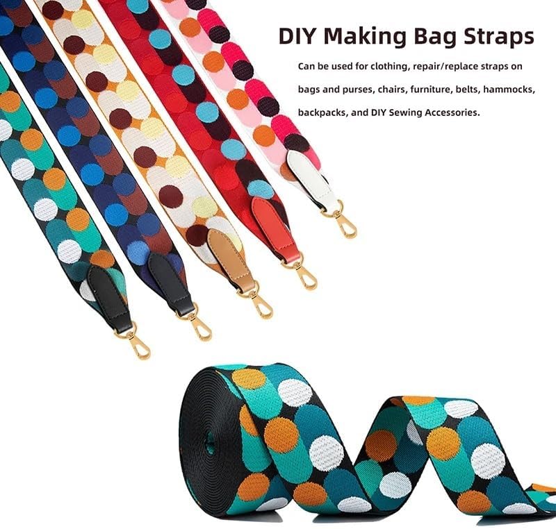Nylon Webbing Belt，Heavy Cotton Webbing， Polka Dot Webbing Straps for Bag Belt Nylon Webbing DIY Craft Backpack Strap Bag Accessories 5 Meter 25/50mm Webbing Strap