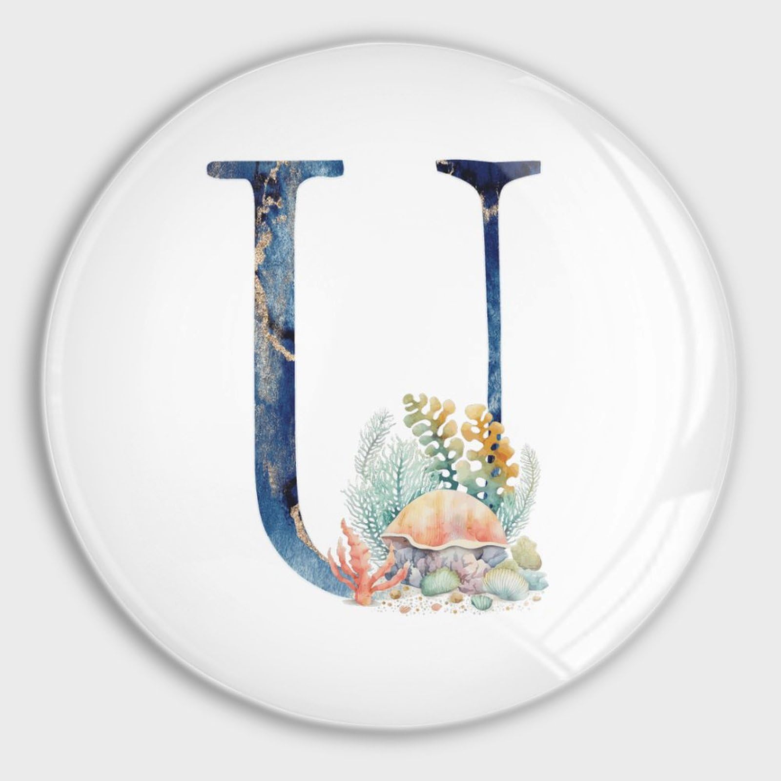 Aimants de réfrigérateur lettre U : lot de 4 magnets en verre corail pour cuisine et tableau