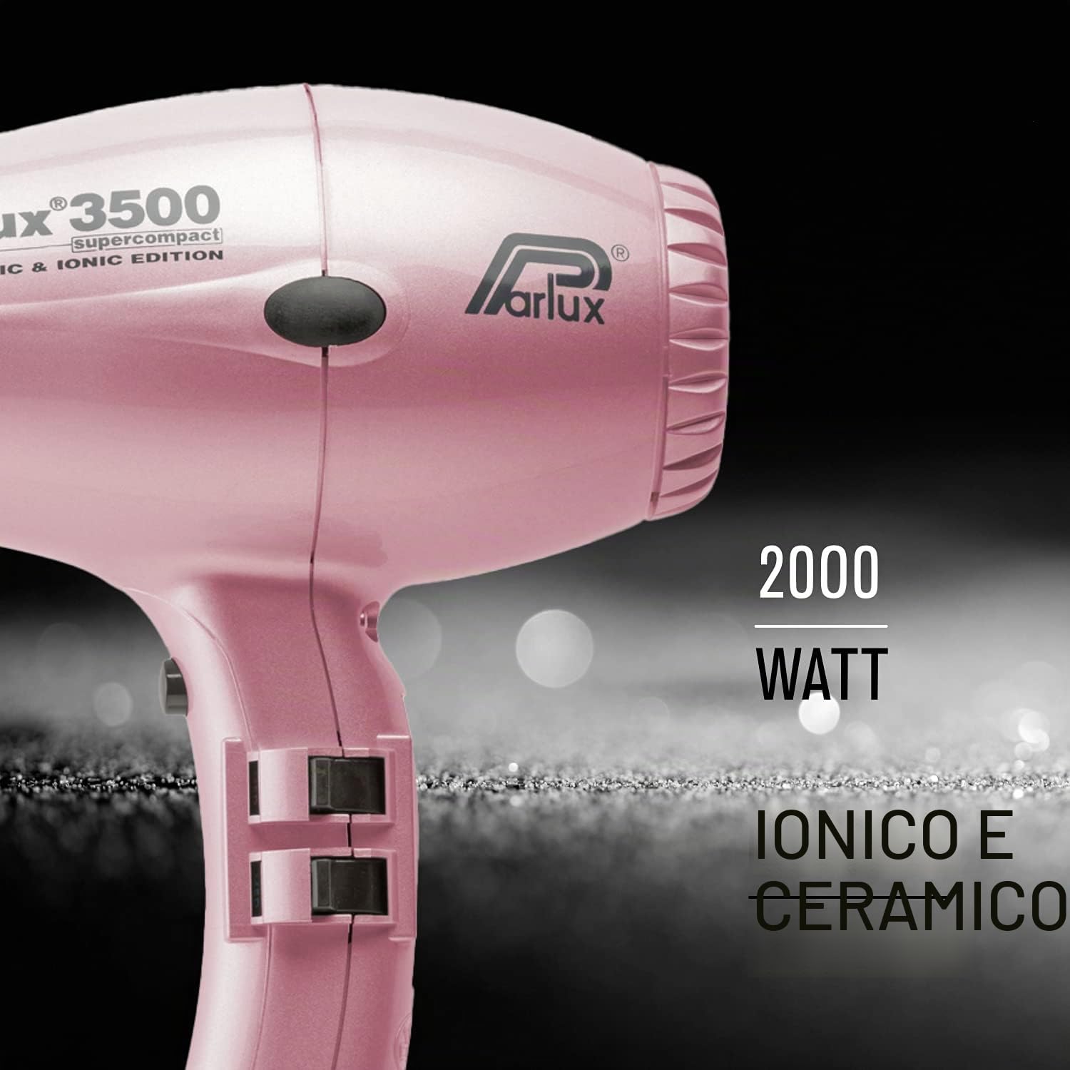 Parlux 3500 Super Compact - Asciugacapelli Professionale, Tecnologia Ionica e Ceramica, 2000W, Rosa