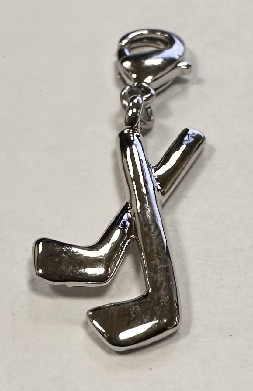Quiges Charm con Cierre Plateado Palos de Hockey Abalorios Joyería de Mujer