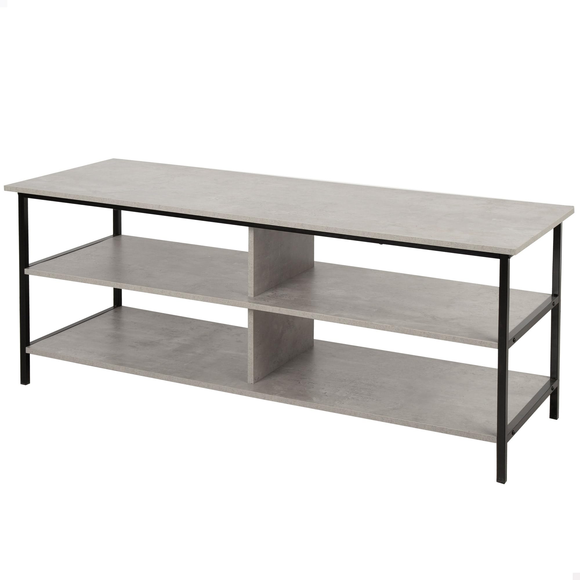 AKTIVE MAX Home TV Side Table, 110 x 40 x 45 cm, Maximum Weight Supported 30 kg, Cement Effect, Black Metal Frame, for Living Room, Dining Room, Bedroom