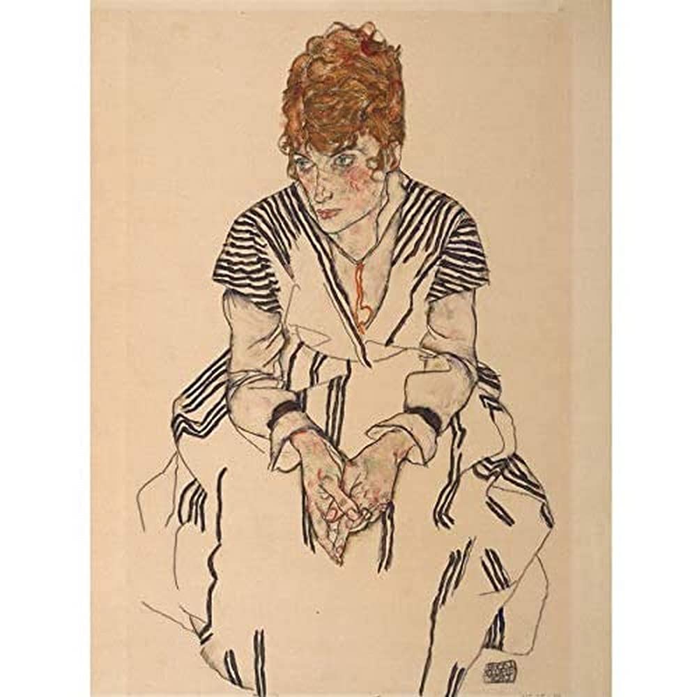 Egon Schiele Portrait Of The Artists Sister In Law Art Print Canvas Premium Wall Decor Poster Mural