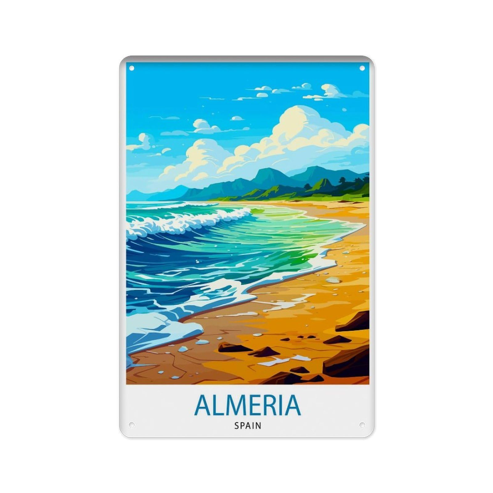 peiyeety Metal Tin Sign Almeria Spain Travel Poster Almeria Decoration Almeria Poster Spain Travel Almeria Almeria 8 X 12 Inch