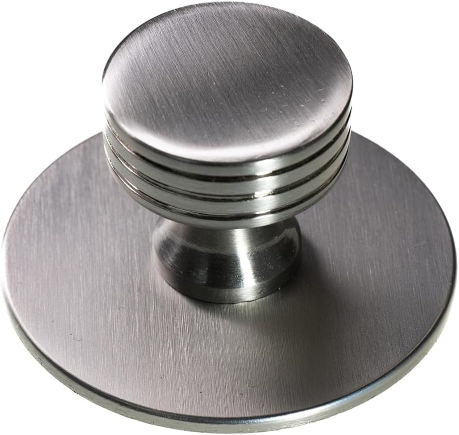trust4care 4-Pack Large Brushed Satin Nickel Bifold Closet Door Knobs Pulls Handles with Wide Base, 1.2" Round Zinc Kitchen Brass Cabinet Knobs, Euro Style Hardware for Shower Dresser, Drawer