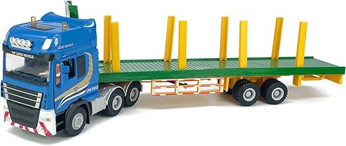 Miniatura 3 de Camión de transporte de madera remolque de troncos con carga de madera de arrastre de madera camión de cama plana portador de juguetes camiones