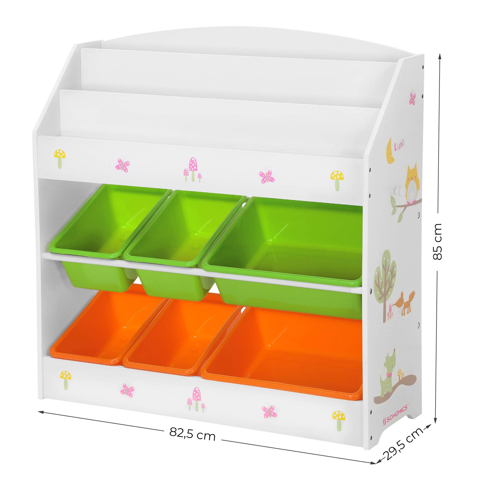 Songmics Childrens GKR44WTV1 Storage 3Tier Bookshelf and 6