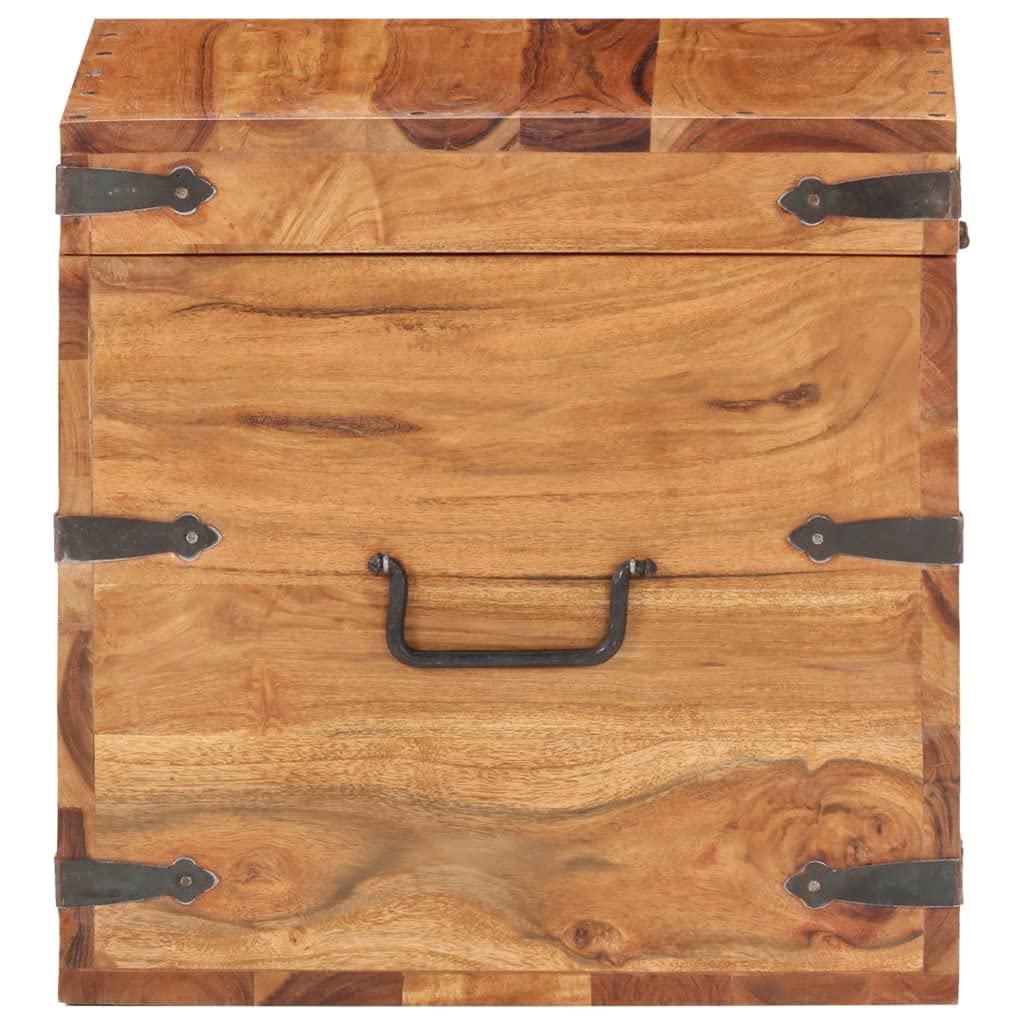 Generisch Aufbewahrungstruhe 40x40x40 cm Massives Akazienholz mit Griffen (Dunkelbraun, 40x40x40 cm)