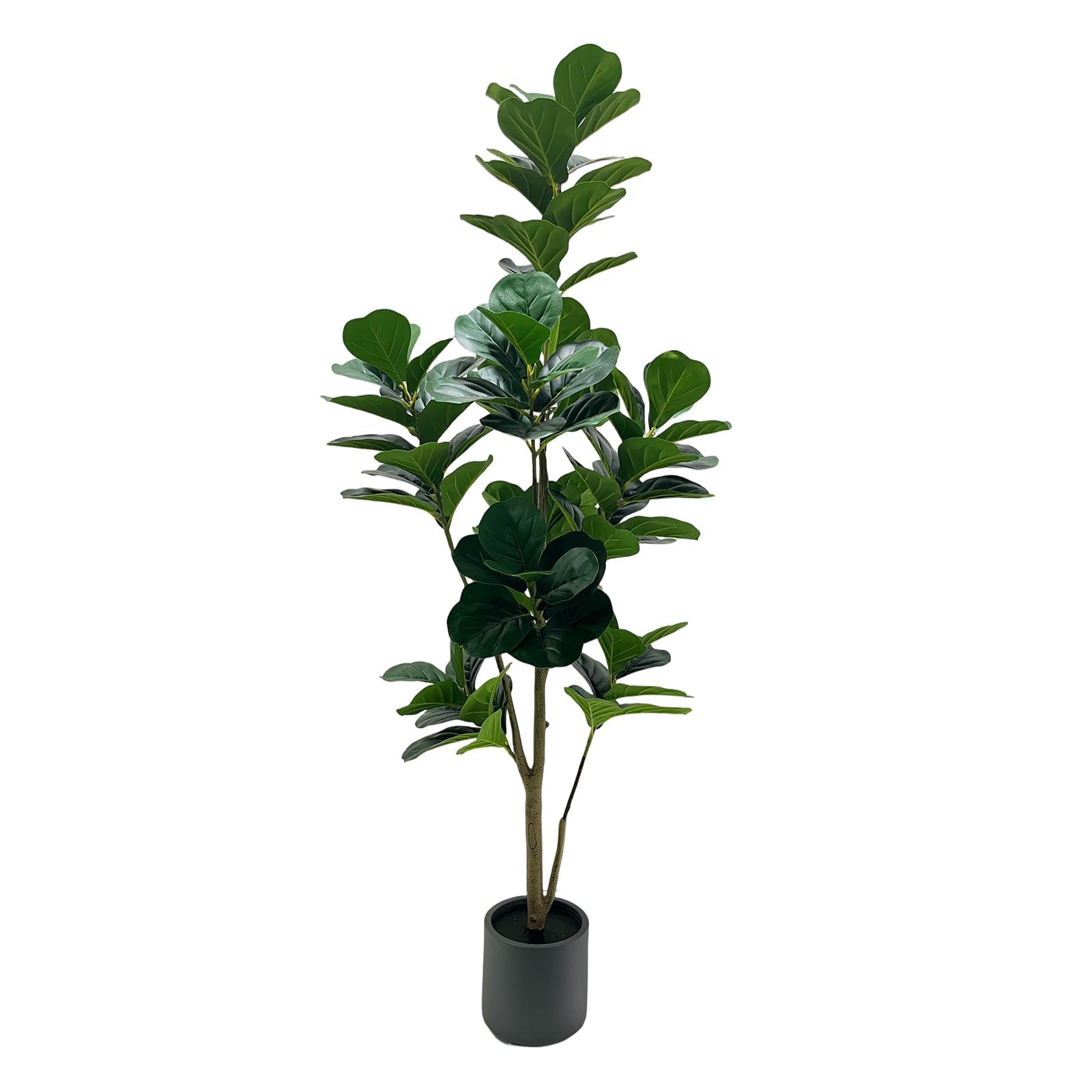Ficus Artificiel150 cm, Ficus Plante Verte Artificielle Grande en Pot Gris Résistant avec Pierres Décoratives, Fausse Plante Intérieur Extérieur, Arbre Artificiel Décoration Salon Maison Bureau