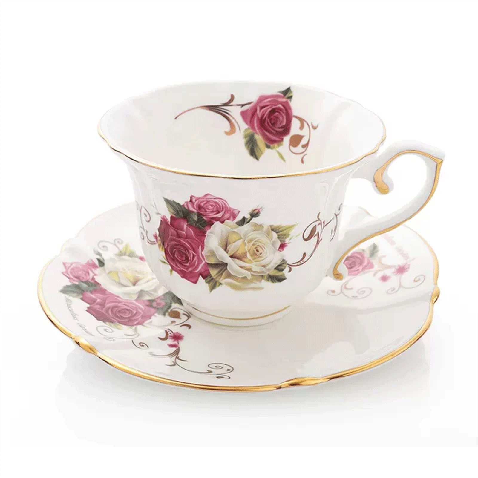 Filiżanka herbaty Popołudniowa herbata Czarna Kubek Ceramiczny zestaw filiżanek do kawy Wykwintny z porcelany kostnej(Pink)