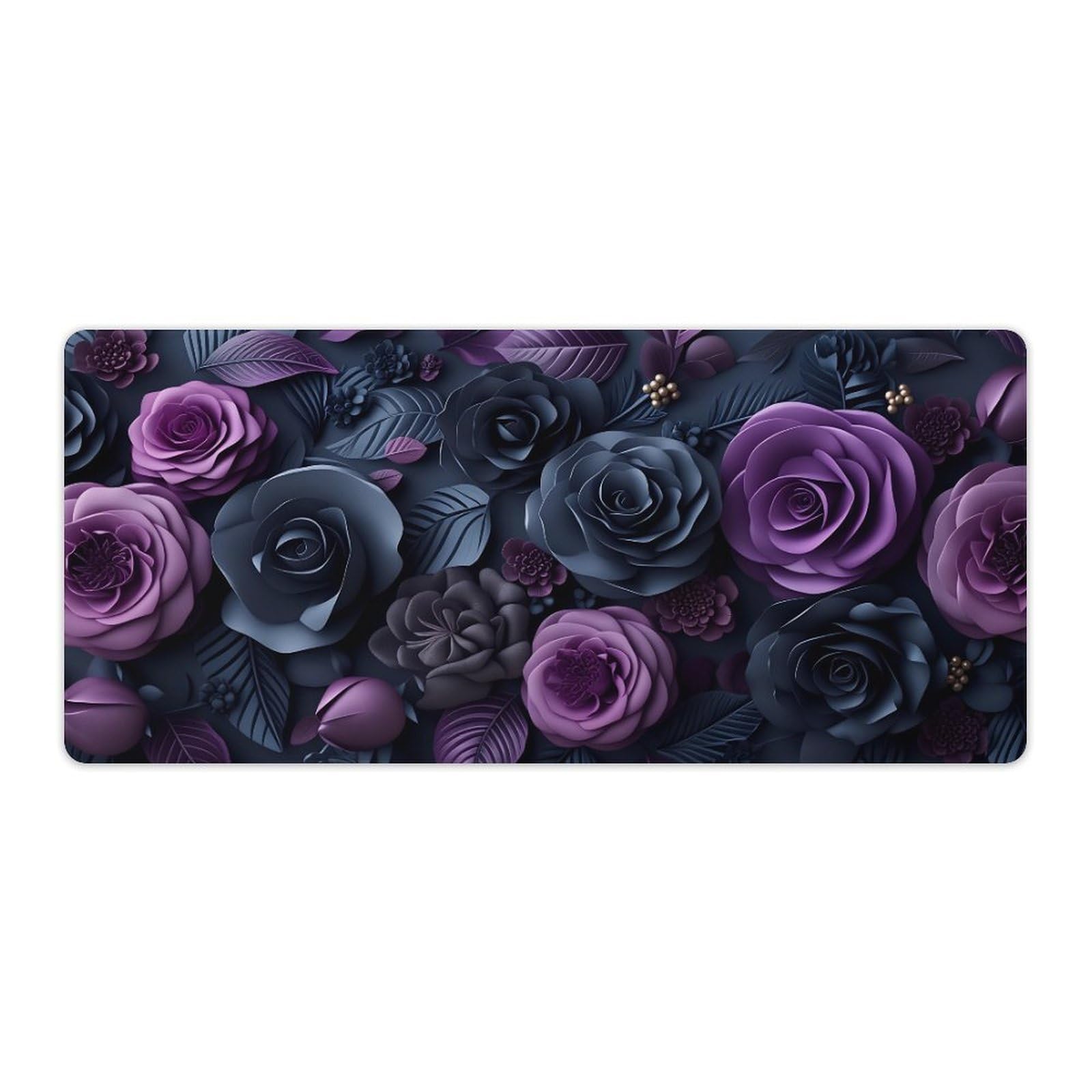 Floral Large Mouse Pad 16"×36" inch Extended Gaming Mousepad Desk Mat Long Computer Keyboard Non-Slip Base Stitched Edges for Home Office Work