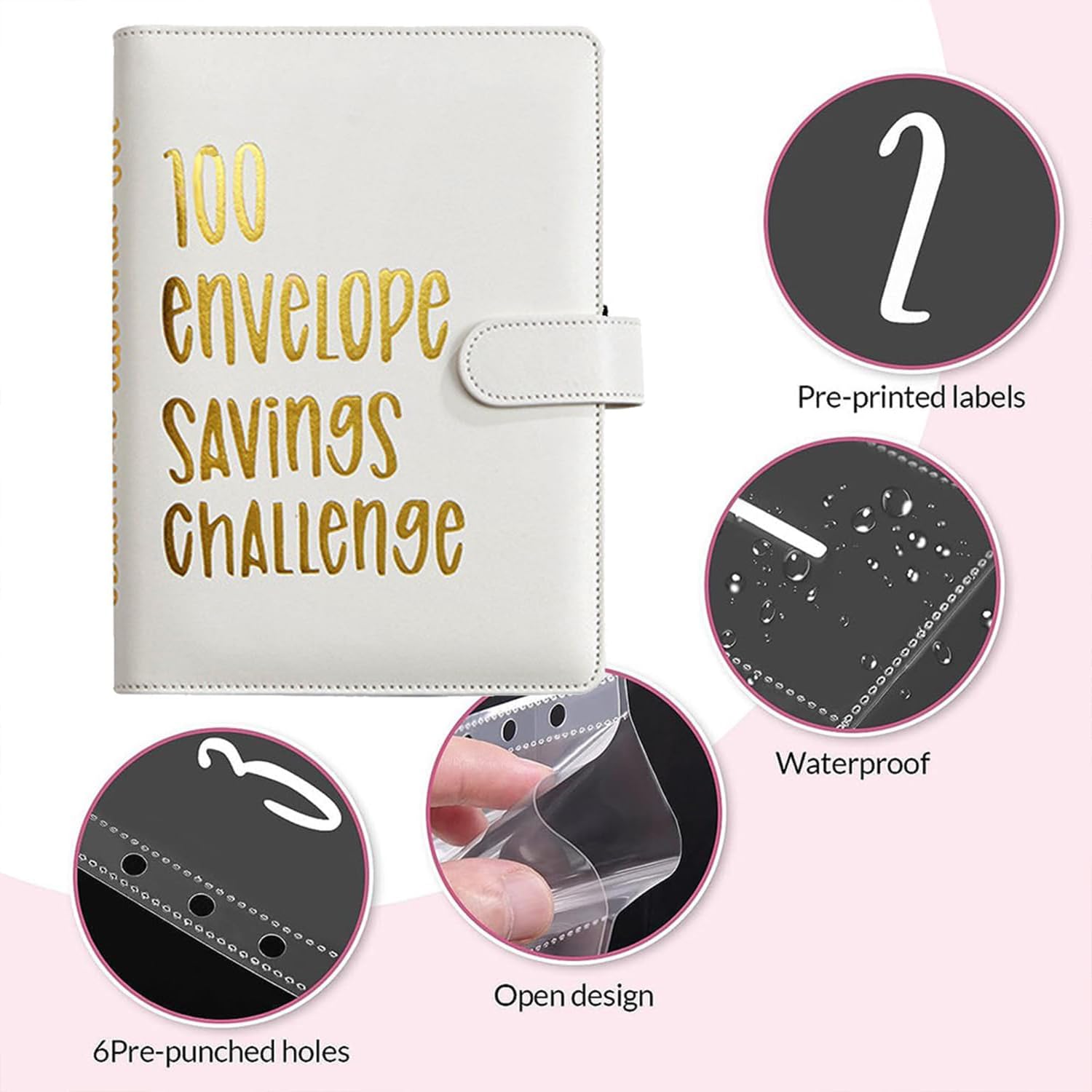 100 Umschlag Saving Challenge,Budget Planner Deutsch,A5 Haushaltsplaner mit Umschlägen,Budget Binder Einfache und Unterhaltsame Möglichkeit zu Sparen 5050 €,Sparbuch für Geld Sparen Challenge