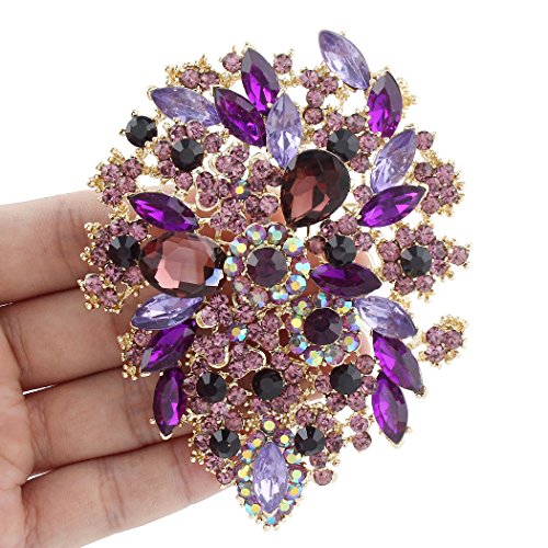Image of EVER FAITH Women's Austrian Crystal Vintage Style Flower Leaf Cluster Brooch Pendant