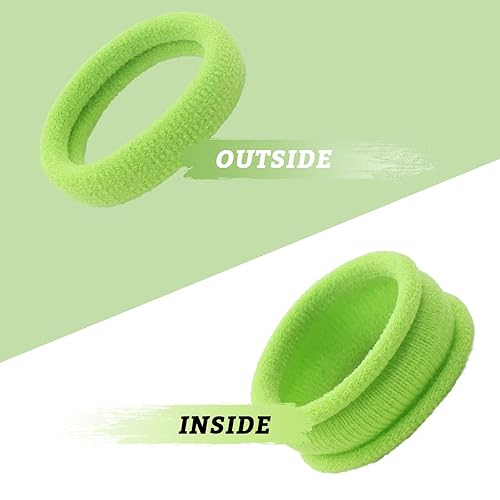 Miniatura 7 de Lawie Paquete de 200 bandas elásticas de tela de rizo de tejido grueso y colorido para coleta de cabello fino y rizado