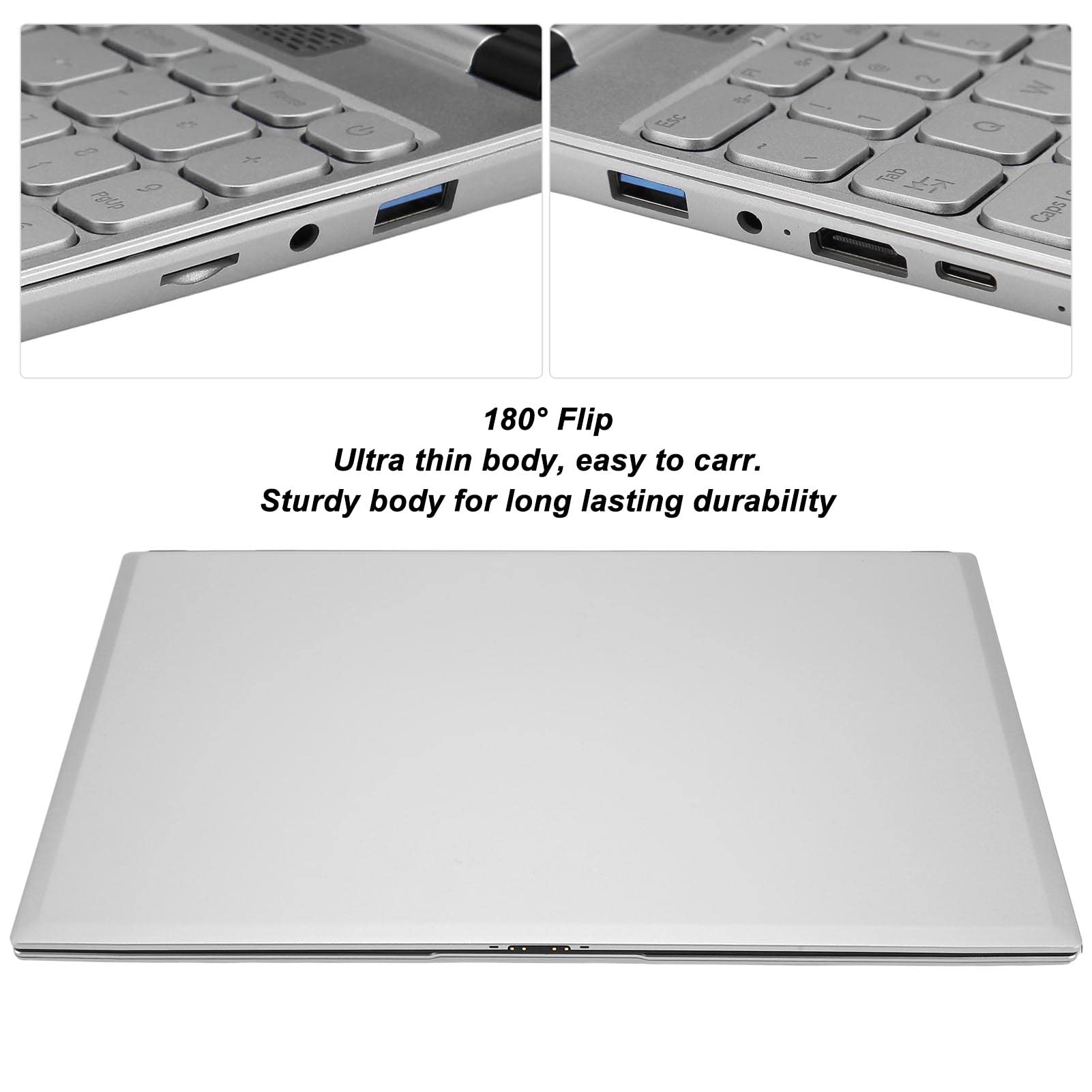 Zunate Quad Core Laptopa 15,6 Cal z 16 GB RAM DDR4 o wysokiej szerokości pasma, 180 stopni Laptopy z Autonomiczną klawiaturą numeryczną (16G+1T UE Wtyczka)
