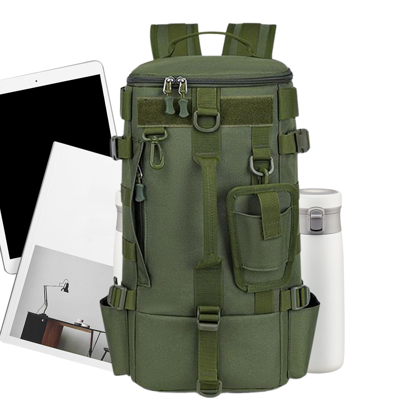 Sac à dos de pêche imperméable multi-poches avec compartiments de rangement pour leurres - 8