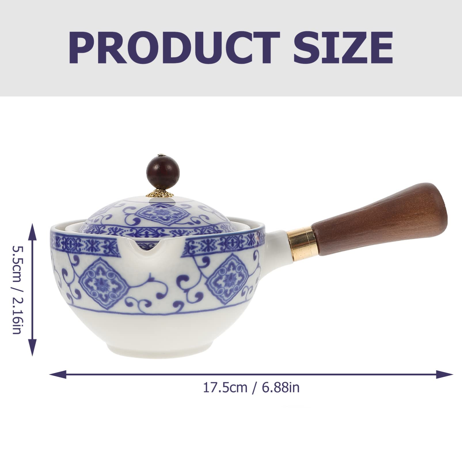 Set Gongfu Céramique MAGICLULU - 1 Théière + 6 Tasses, Anse Ergonomique, Glaçure Unique - Idéal Maison & Bureau