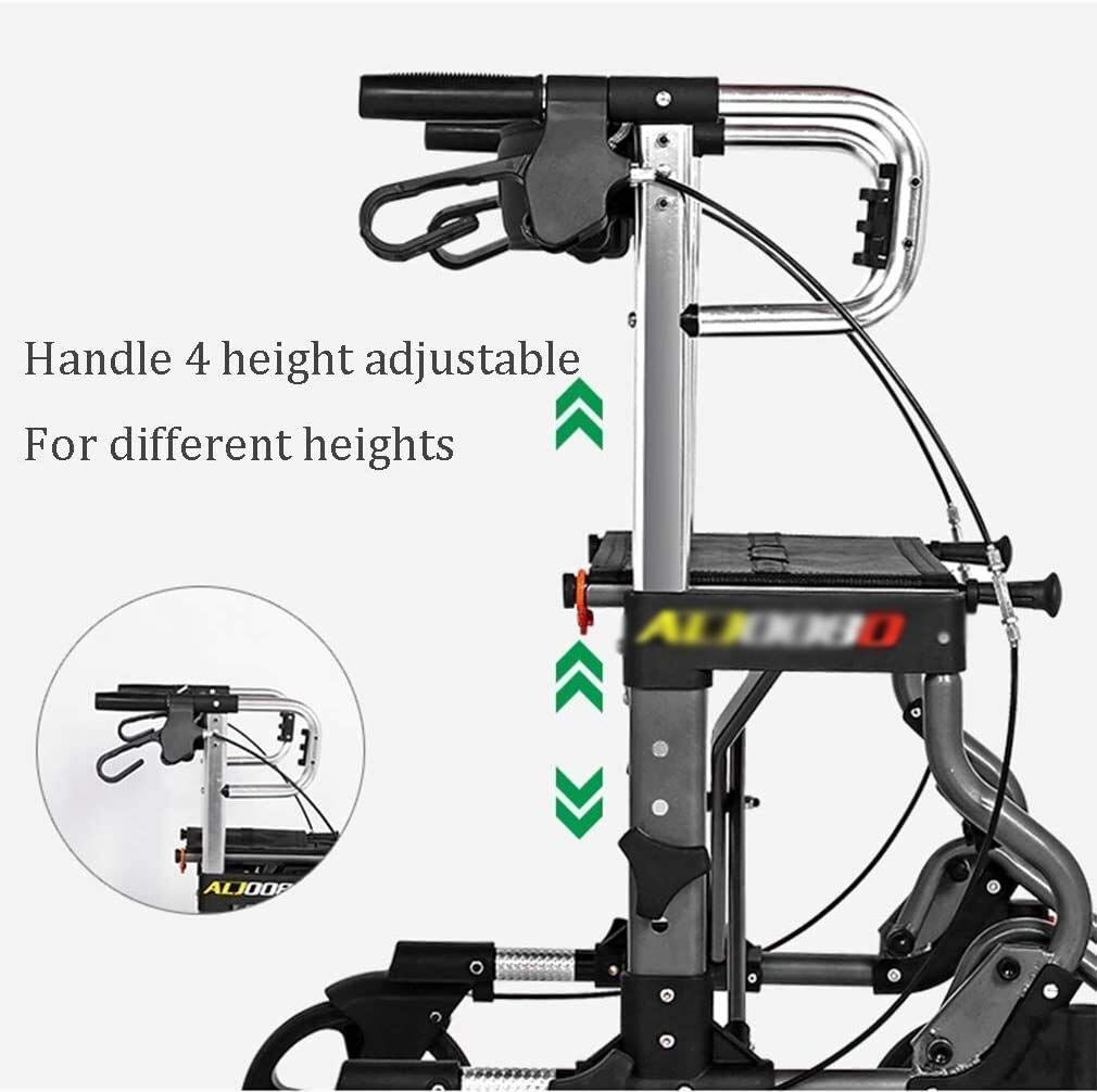 Andador para ancianos, Rollator Mobility Walker, Ayuda for caminar con ruedas Rollator portátil, Walker Walker de transmisión plegable con un cómodo respaldo, sistema de doble freno, for personas mayo