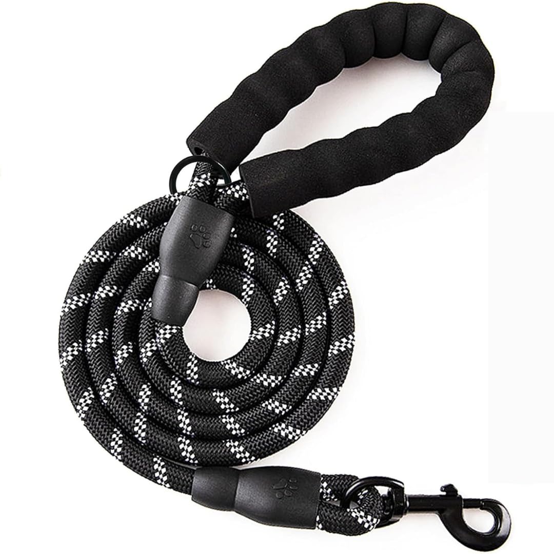 Daryoo Heavy Duty Nylon Dog Leash - Night Reflective Leash with Anti-Slip Padded Handle (Black, 5 Feet 9 mm) (B0D77QGZZB) Amazon Price History, Amazon Price Tracker