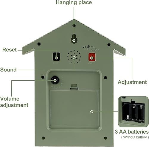Miniatura 3 de Reloj de cuco de cuco, reloj de pared de cuco, voces de pájaro de cuco, diseño de péndulo, con péndulo, funciona con pilas, para decoración de