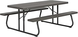 LIFETIME 6‑Foot Classic Folding Picnic Table, UV Protected Tabletop, S...