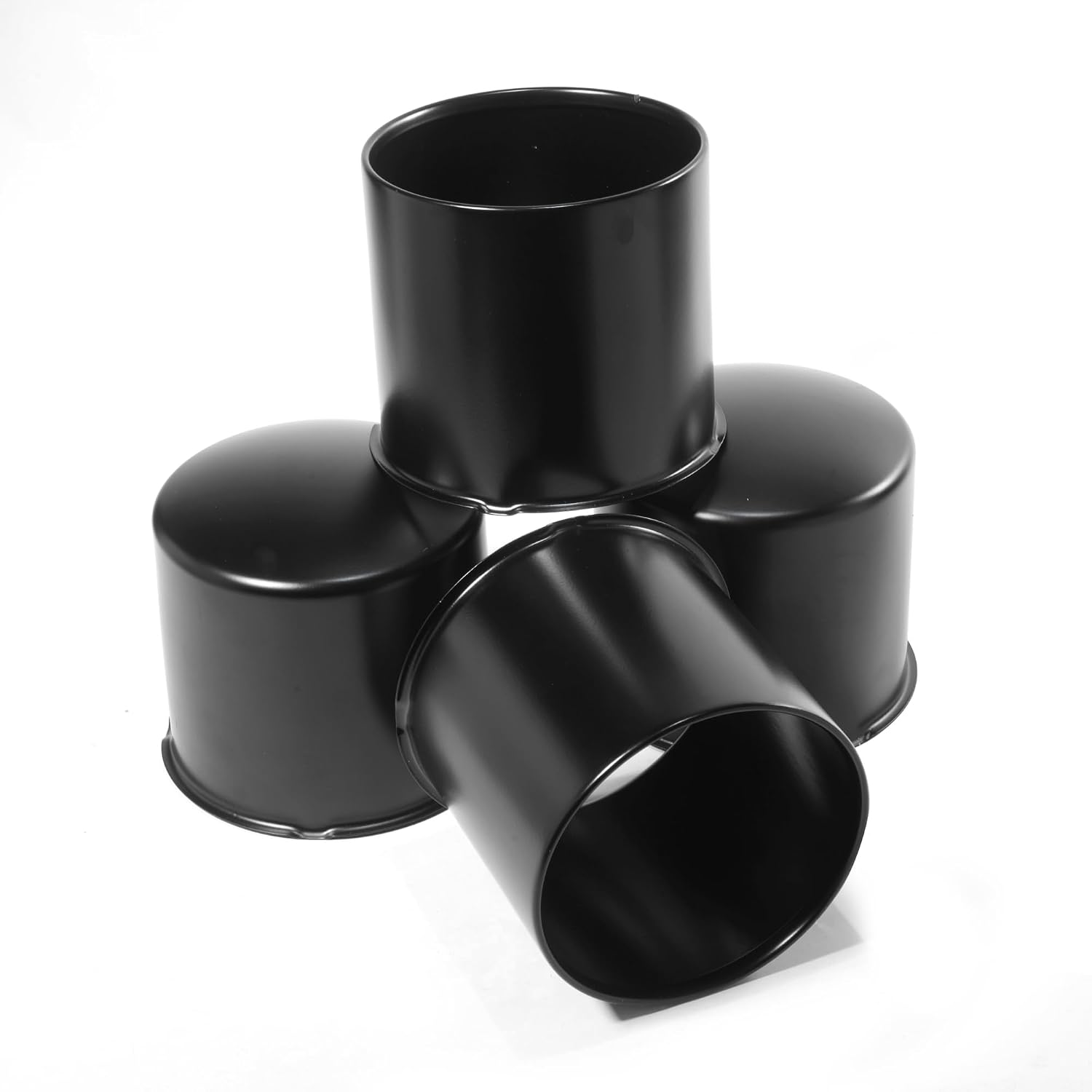 4Pcs 5.15" Push Through Wheel Center Caps Stainless Trailer Hub Cap for Truck SUV RV Wheel Rim, Includes 2 Closed & 2 Open Ended Wheel Hub Covers (Fit 5.15" Bore 4.69" & 4.89" H Matte Black)