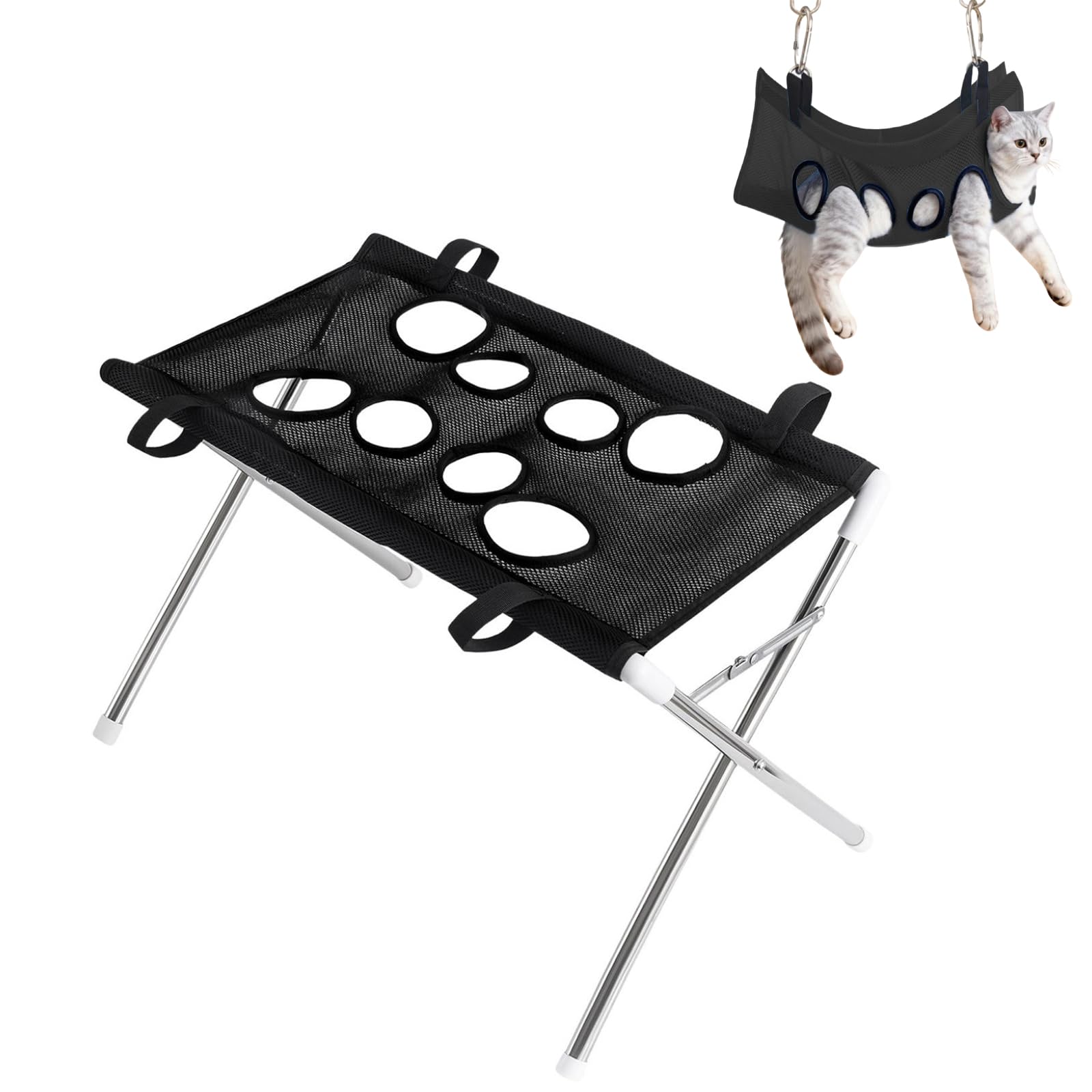 Pet Grooming Hammock, Dog Grooming Hammock With Stable Frame，Black