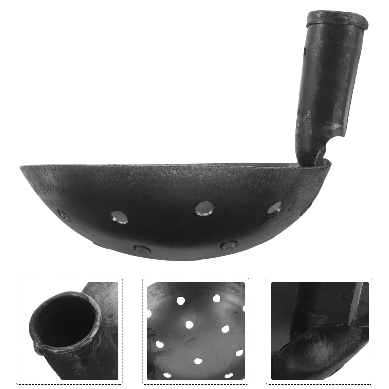Didiseaon Pala per Letame in Metallo con Fori da 1cm, Strumento Ergonomico la Rimozione Efficiente di Fango e Detriti, per Lavori Agricoli All'aperto