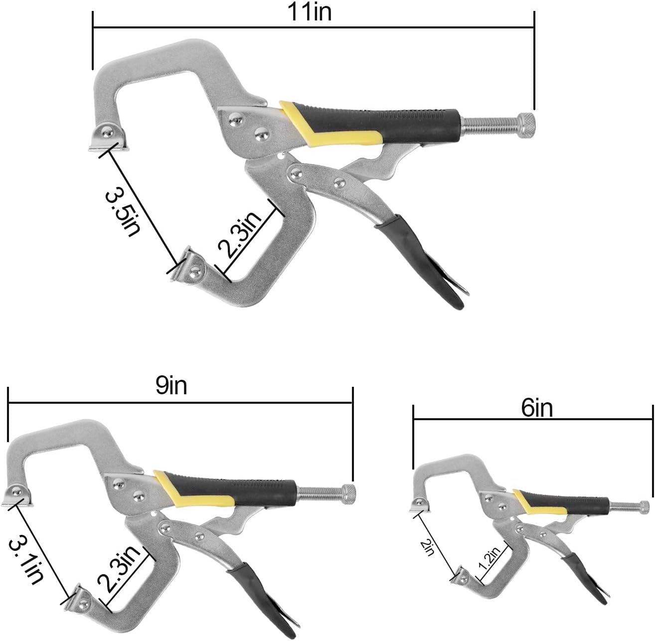 Flаѕh Sаlе Buу 1 gеt 1 KEILEOHO 3 PCS C Clamp Locking Pliers with Swivel Pads and rubber handle protector, 6 Inch, 9 Inch, 11 Inch Heavy-Duty Locking Pliers, Woodworking Clamps Set, Adjustable Nickel Plated C Pliers