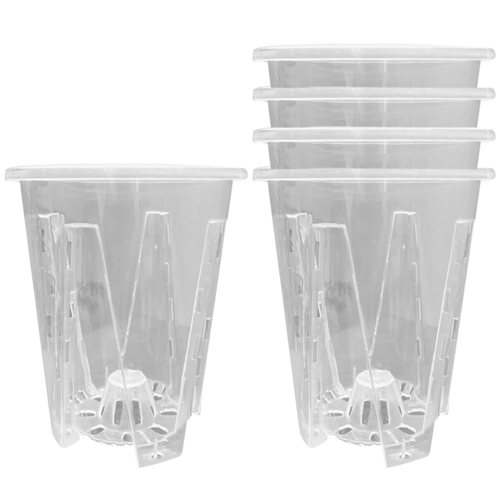 HoveeLuty Orchid Pots 5PCS Clear Flower Pots with Drainage Holes Plastic Orchid Planter Breathable Slotted Clear Plant Pots for Orchids, Succulents, Houseplants