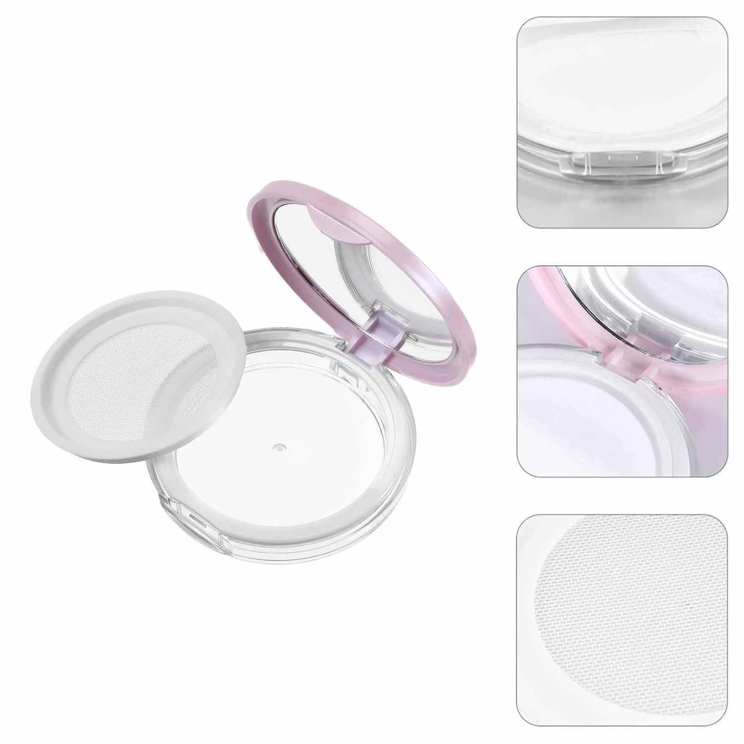 3 Pezzi Scatola per Cipria Vuota, Scatola Riutilizzabile per Cipria in Polvere, Contenitore da Viaggio per Cipria Astuccio, con Piumino e Specchio per Trucco per Donne e Ragazze