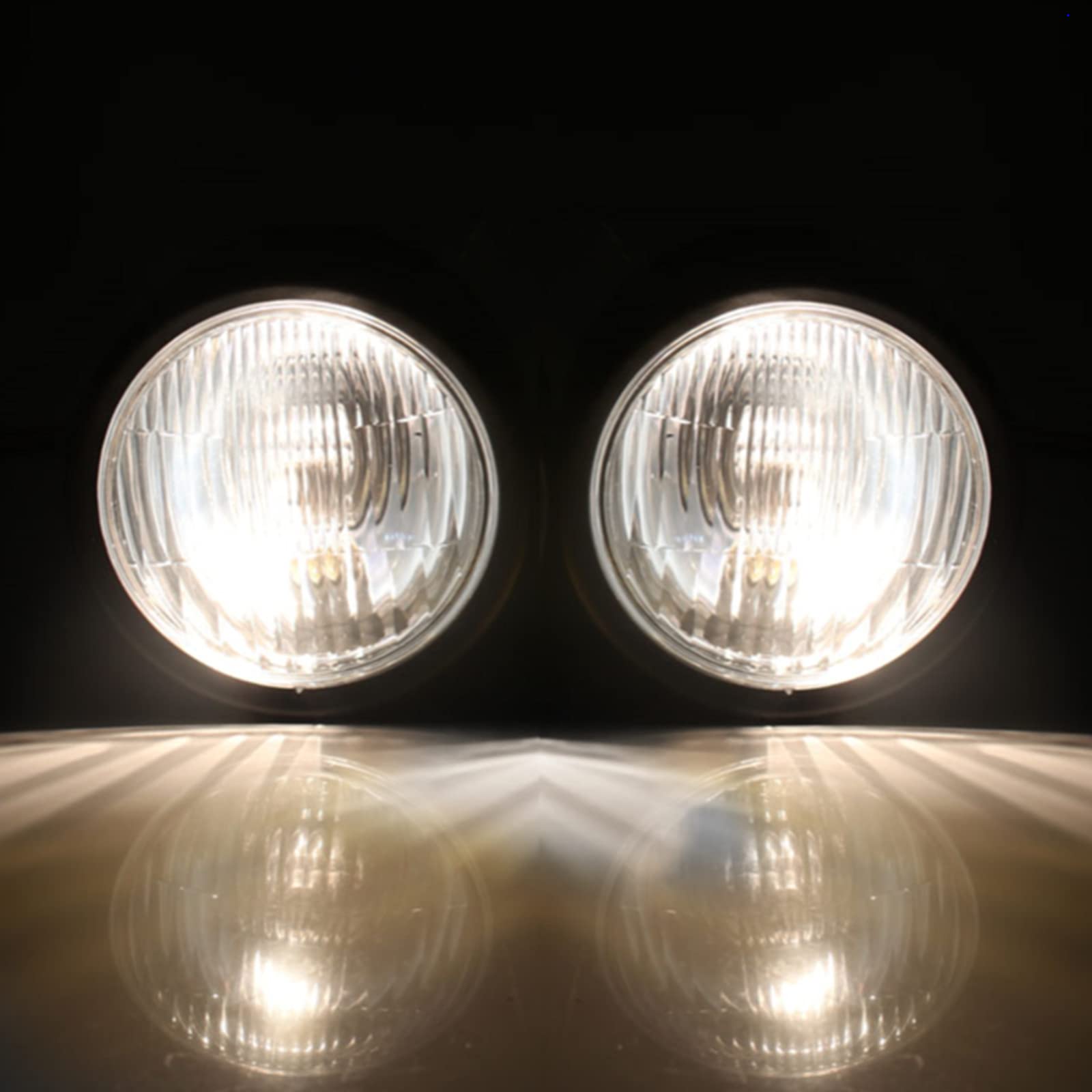 Phare double moto avec couvercle de calandre et support de montage, phare avant halogène à double lampe rétro pour Bobber Street Fighter Naked Cafe Racer Dominator (Style 1)
