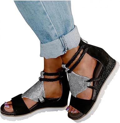 Amazon.com: Sandalias bonitas para mujer, sandalias de cuña, sandalias de  verano con punta abierta, transpirables, sandalias de playa, informales,  cómodas : Ropa, Zapatos y Joyería