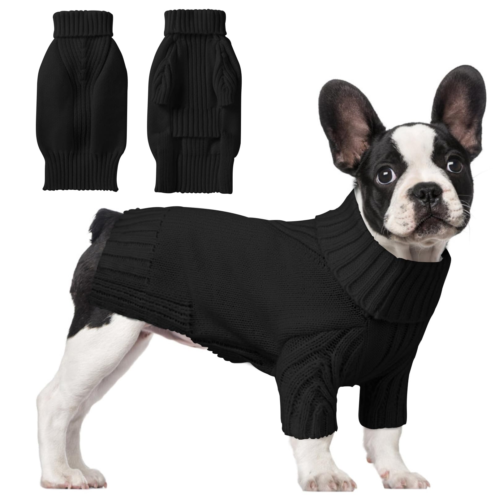 Dog Sweaters for Small Medium Large Dog, Classic Turtleneck Pet Clothes Warm Thermal Doggy Winter Coat, Thick Double Knitting Collar Pullover Cold Weather Puppy Jacket for Indoor &amp; Outdoor Wear