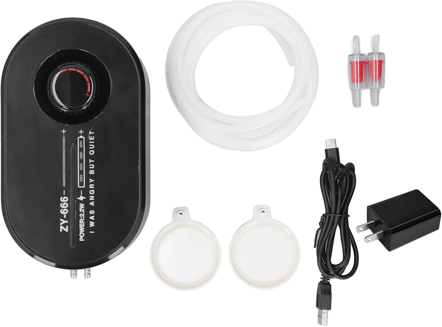 HEEPDD Portable Fish Air Pump Rechargeable, Quiet Aquarium Oxygen Pump with Long Lasting Performance, for Outdoor Fishing and Home Use (US Plug 100‑240V C50 Nano Discs)