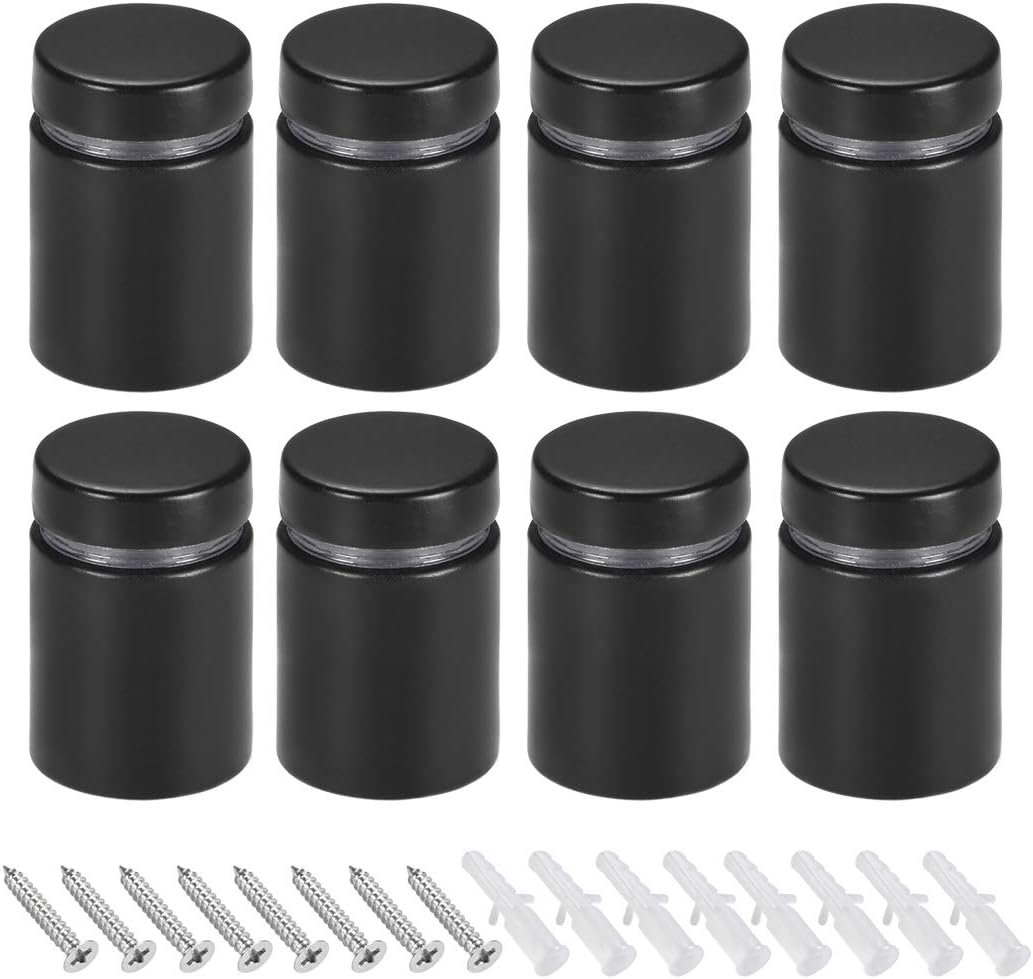 uxcell 1 Dia x 1-5/16"(25x33mm) Standoff Screws Wall Mount Sign Holders Acrylic Glass Nails Black with Screws 8pcs