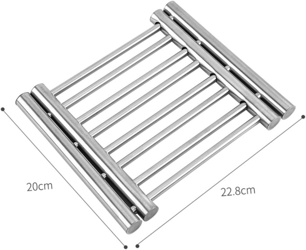 Ciieeo Retractable Square Stainless Steel Pot Holder Heat Resistant Kitchen Insulation Mat Kitchen Gadget for Home and Office